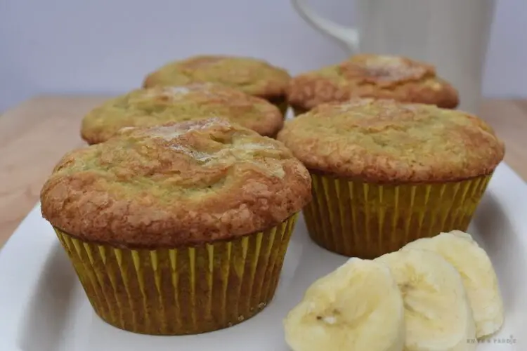 Banana muffins with bananas and coffee