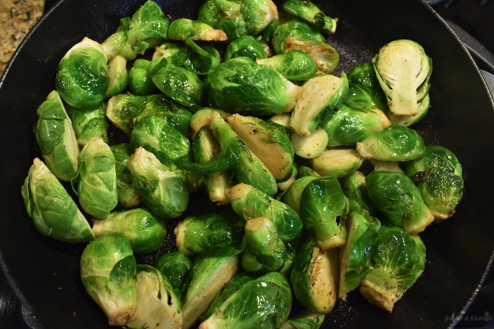 Brussels Sprouts in frying pan
