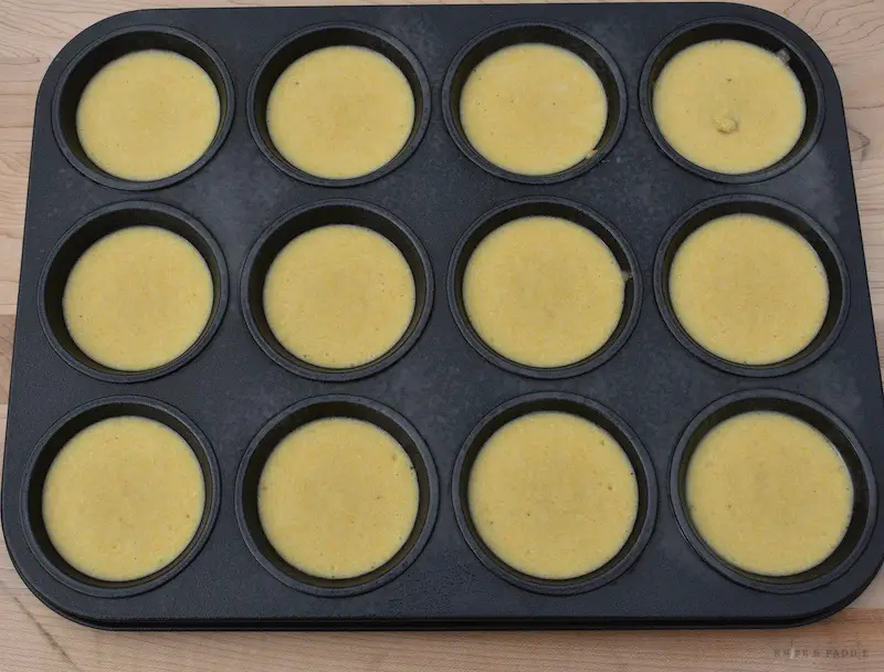Cornbread muffins batter in pan