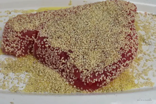 Sesame Tuna on plate before cooking