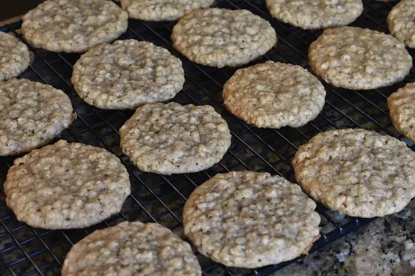 Oatmeal cookies on cooling rack