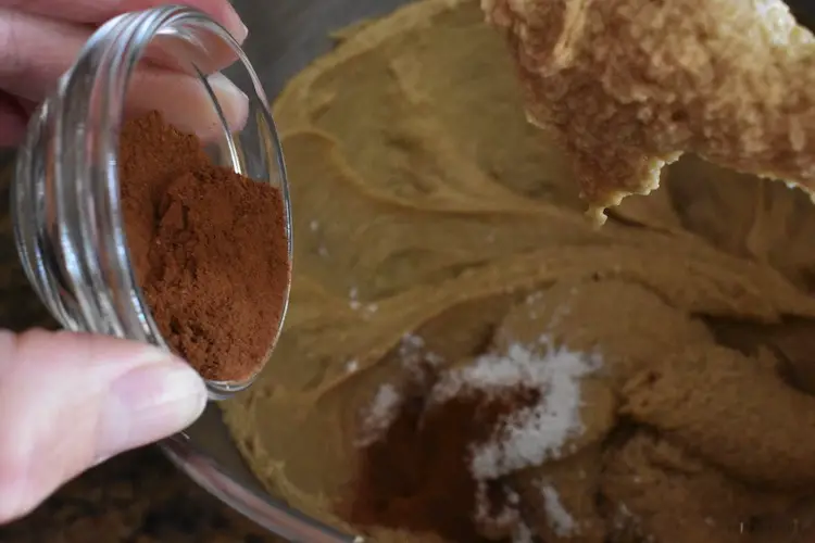 Pouring in cinnamon into the mixture
