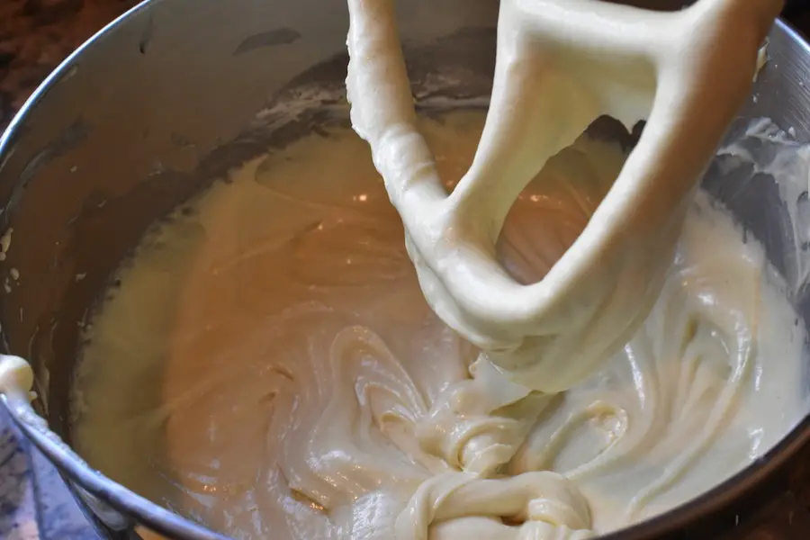 Stand mixer with bundt coffee cake batter