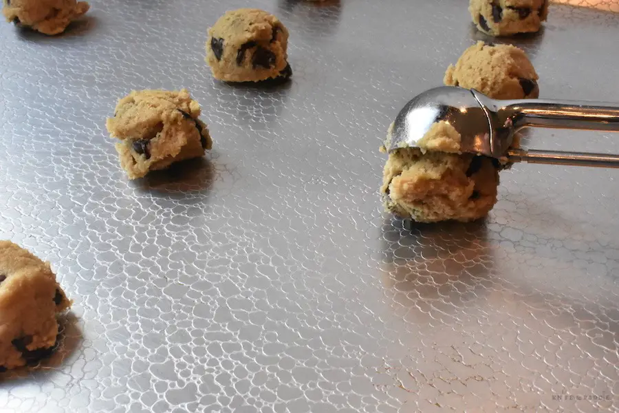 Cookie scoops on pan