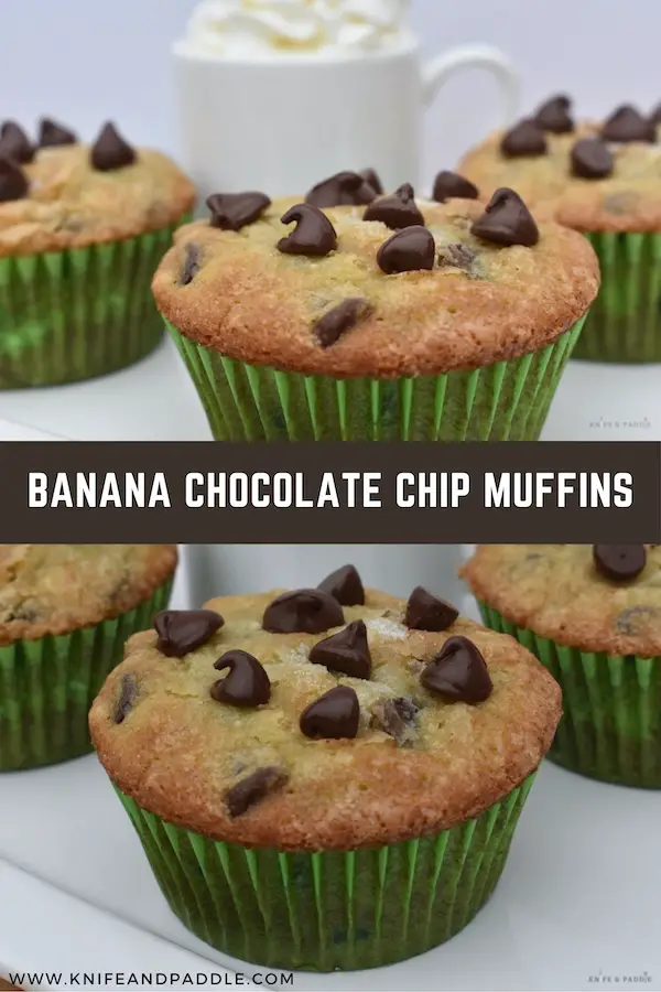 Banana chocolate chip muffins and hot chocolate
