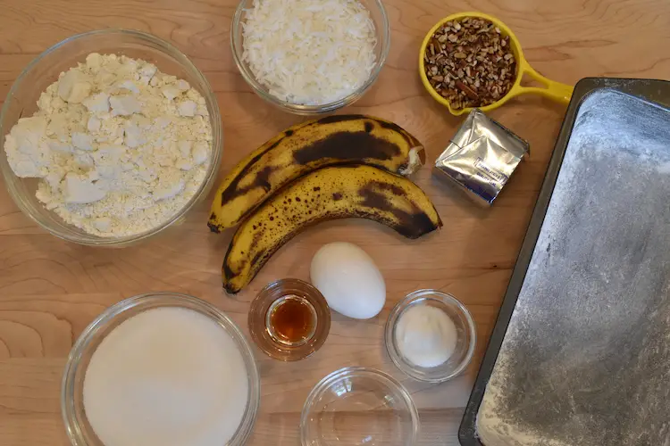 Banana Coconut Bread ingredients