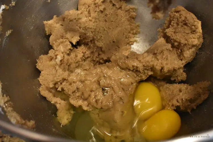 Eggs added to the cookie batter
