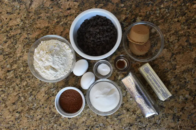 Double chocolate chip cookie ingredients