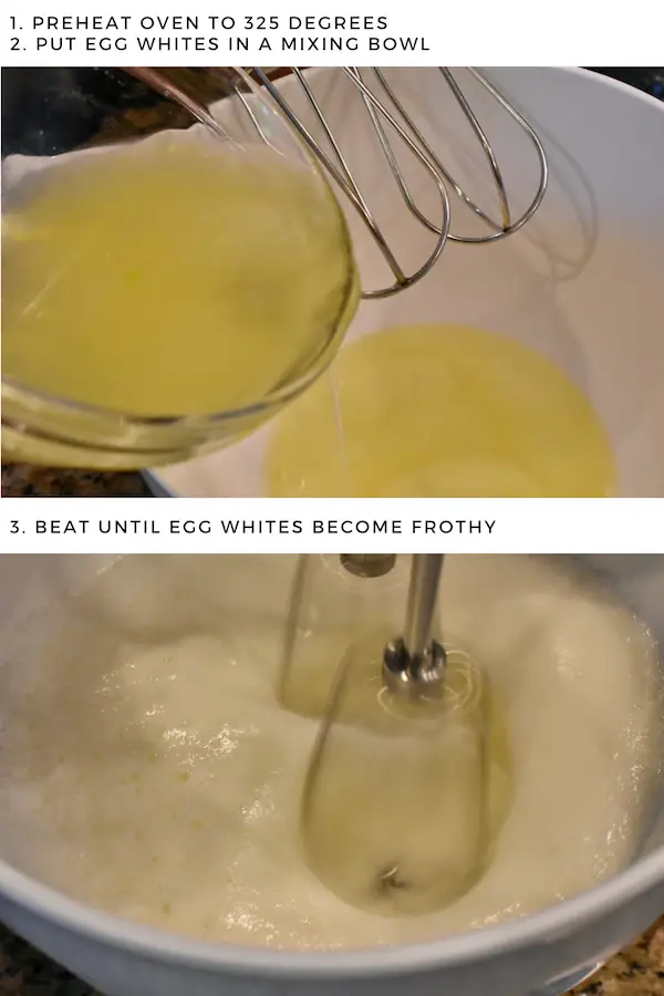 Egg whites in mixing bowl