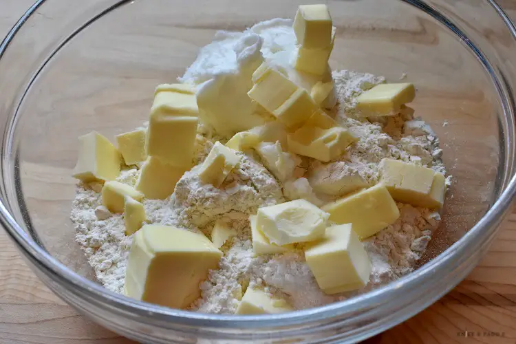 Butter, shortening and flour for pie crust