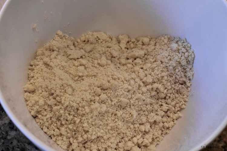 Flour and shortening in coarse balls