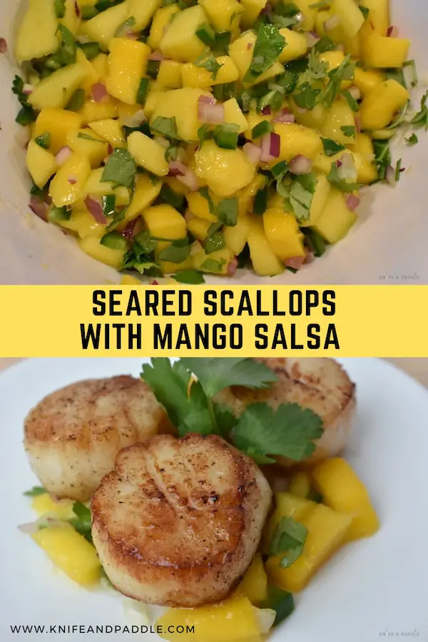 Mango salsa and scallops