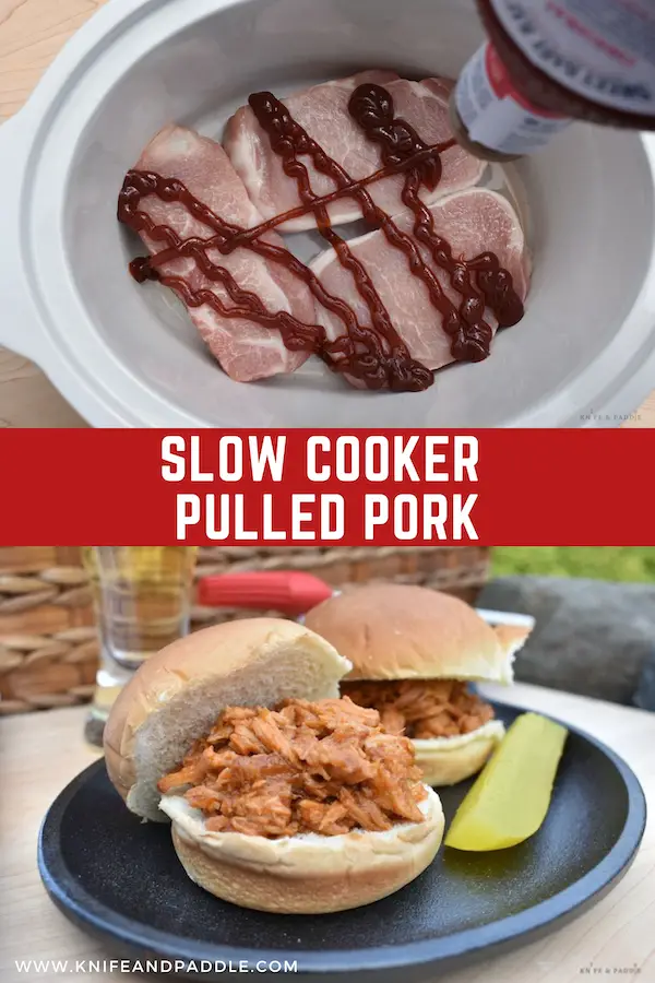 Pork in slow cooker with sandwich