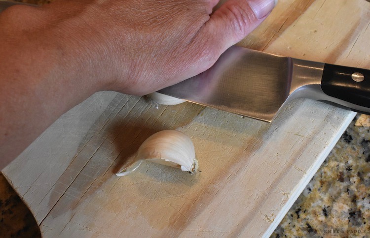 Chopping up garlic