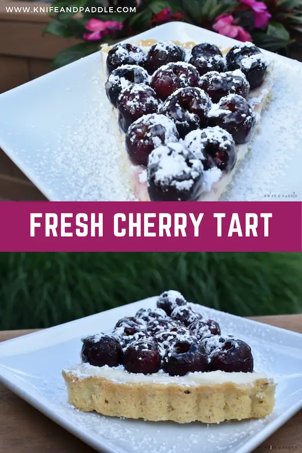 Slice of fresh cherry tart