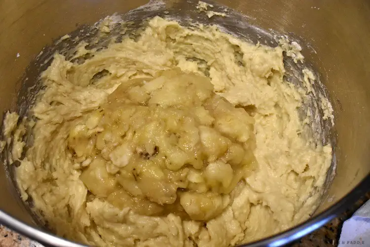 Bananas added to the batter