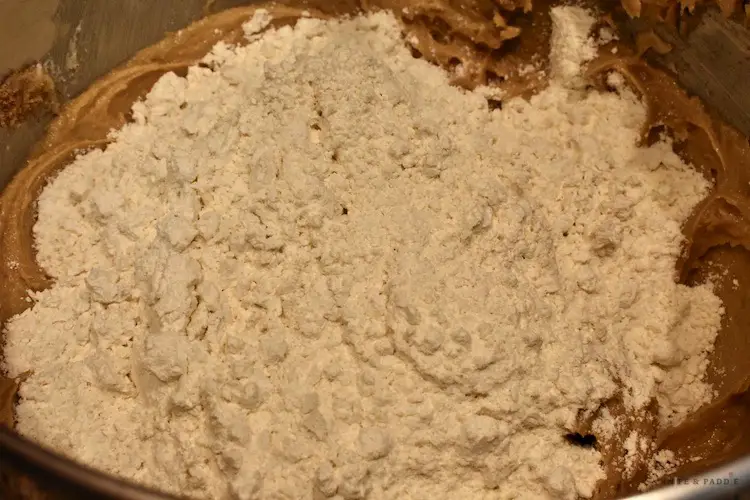 Dry ingredients into the mixing bowl