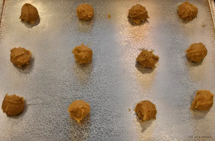 Dropped dough balls on the baking sheet