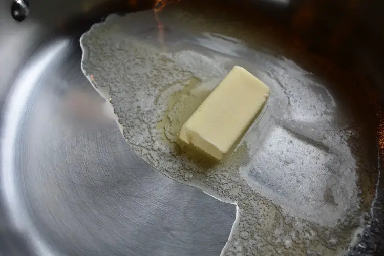 Melting butter in a saute pan