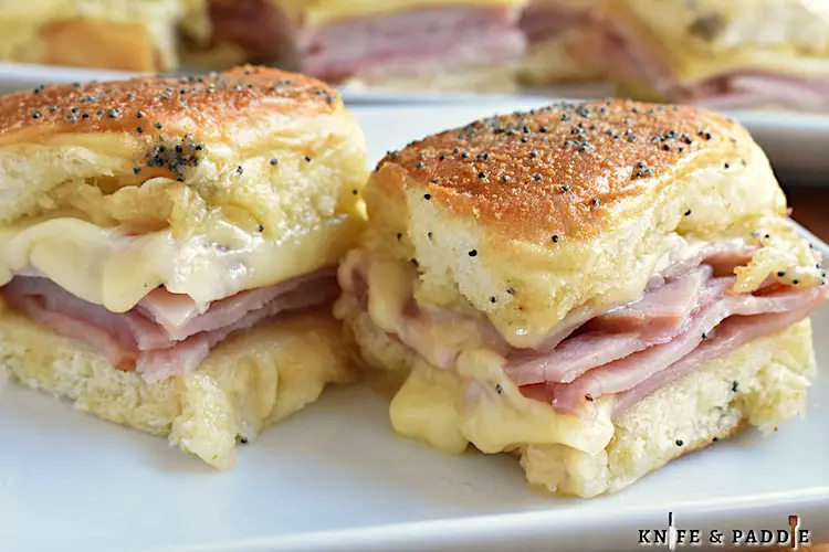 Easy Ham and Cheese Sliders on a plate