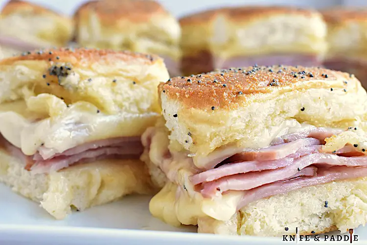 Easy Ham and Cheese Sliders on a plate