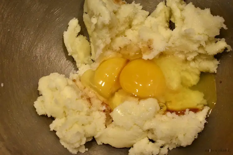 Butter, shortening sugar, eggs and vanilla 