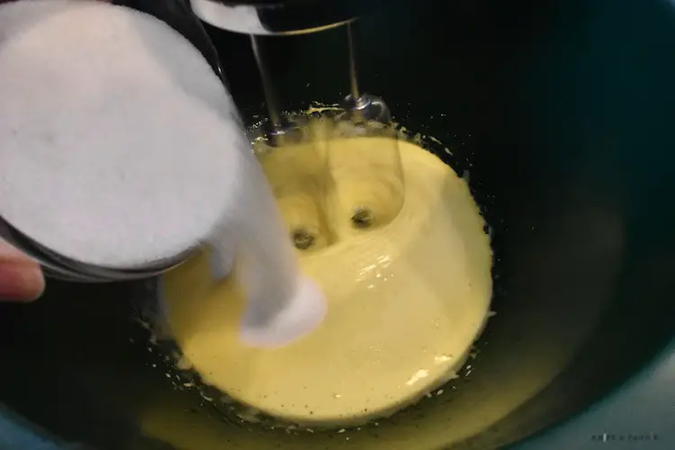 Whipped egg yolks with sugar