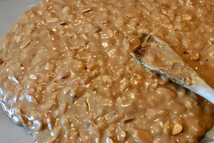 English toffee on a baking sheet