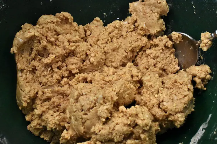 Graham cracker crumbs, toasted coconut, peanut butter, confectioners' sugar, melted butter and pure vanilla extract mixed together in a large mixing bowl