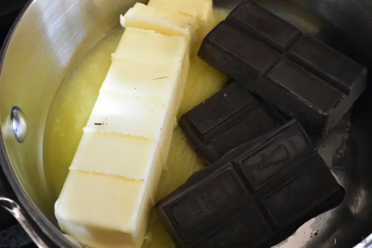 Butter and chocolate in a sauce pan