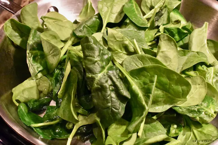 Spinach in the frying pan