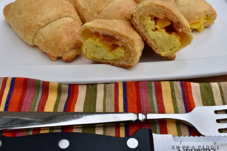 Bacon, Egg and Cheese Crescent Rolls on a plate