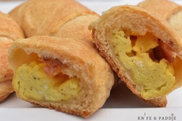 slice open bacon, egg and cheese crescent roll