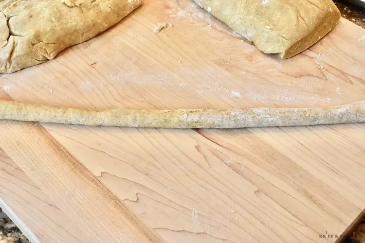 dough rolled into a 12 inch rope