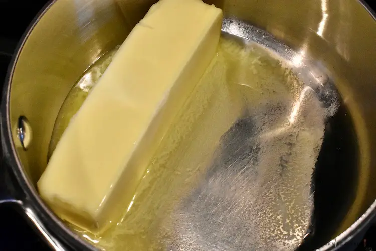 Melted butter in a small sauce pan