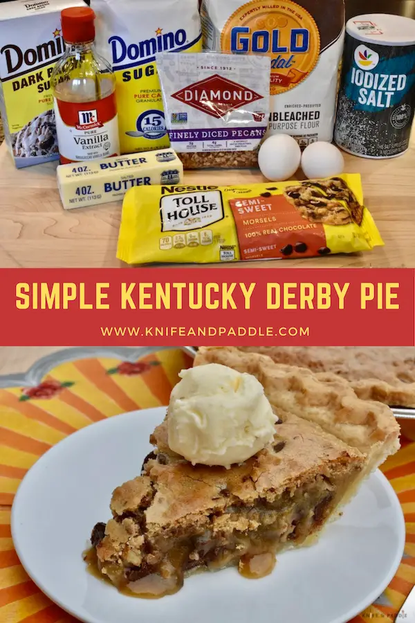 Simple Kentucky Derby Pie with Ice Cream and ingredients