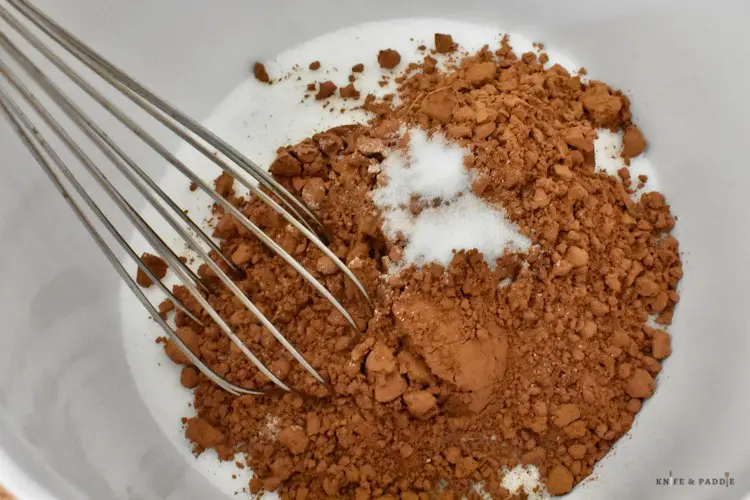 granulated sugar, unsweetened cocoa and salt in a mixing bowl
