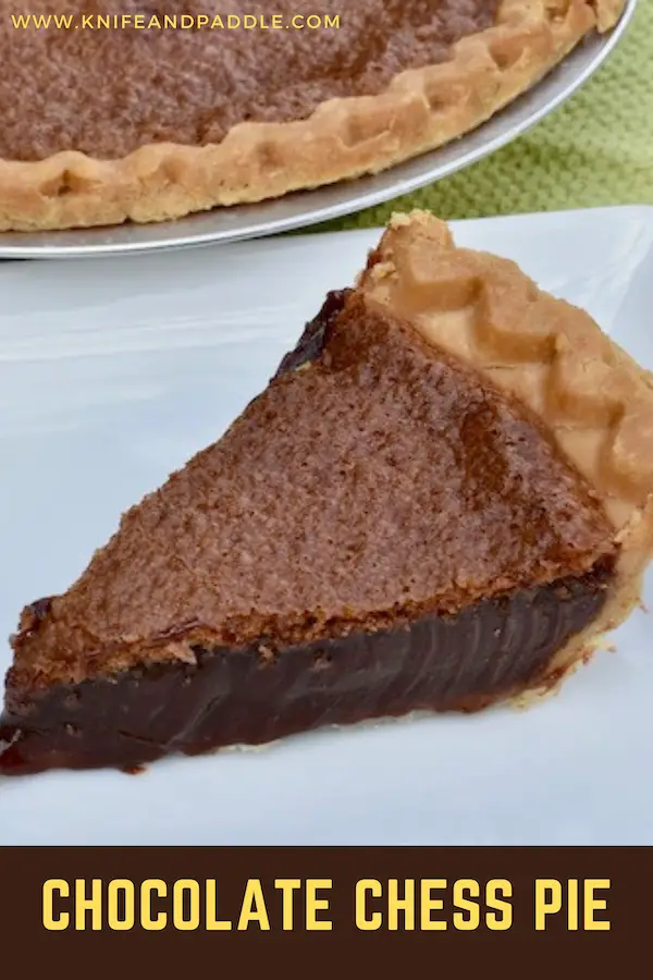 Slice of chocolate chess pie plated