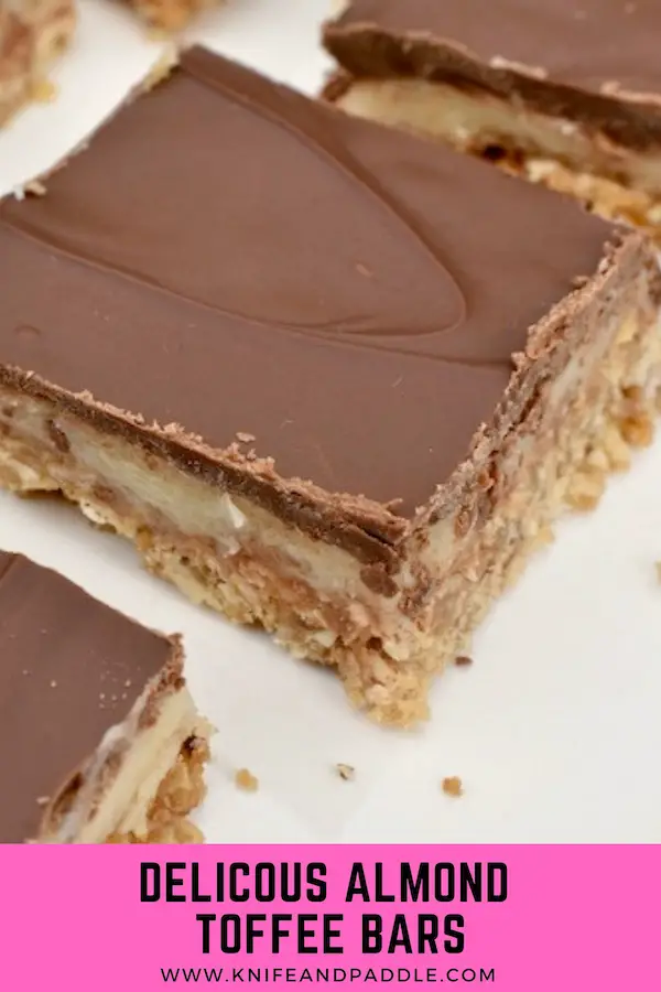 Delicious Almond Toffee Bars plated
