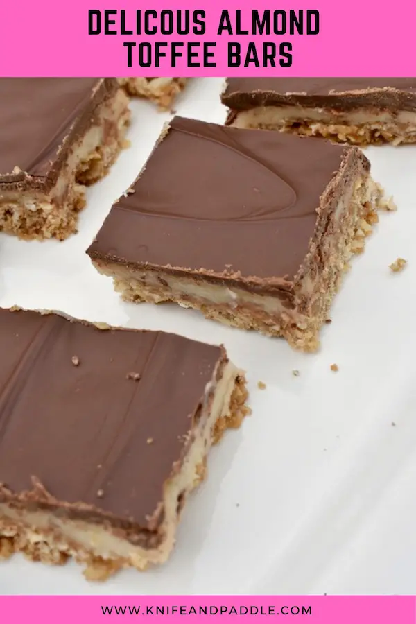 Delicious Almond Toffee Bars plated