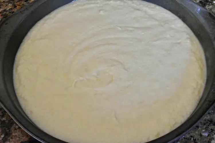 Batter in a prepared cake pan