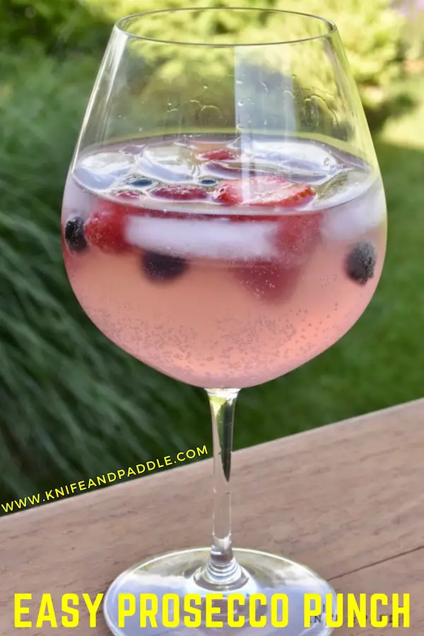Prosecco Punch in a wine glass
