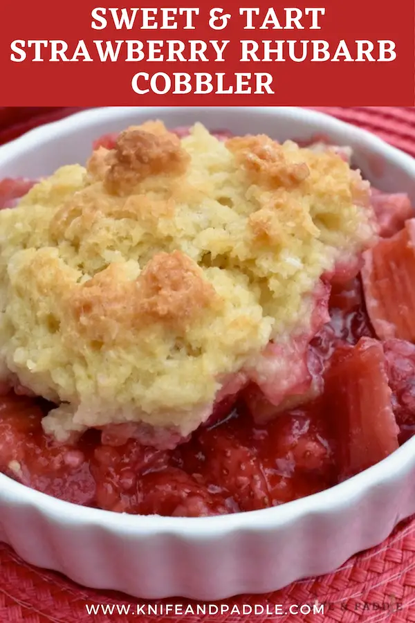 Sweet & Tart Strawberry Rhubarb Cobbler in a bowl