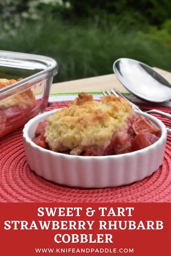 Sweet & Tart Strawberry Rhubarb Cobbler in a bowl