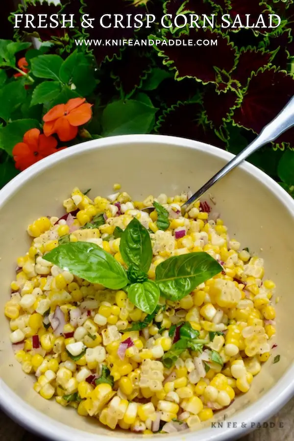 Corn, red onion and basil
