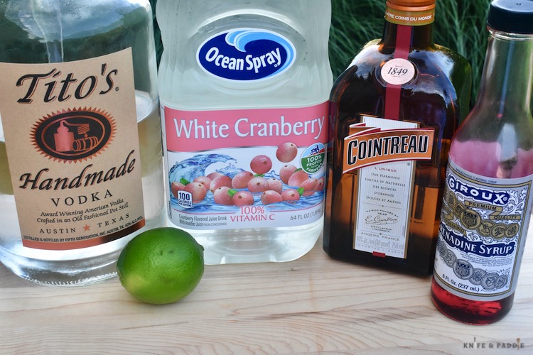Vodka, white cranberry, Cointreau, grenadine syrup, lime 