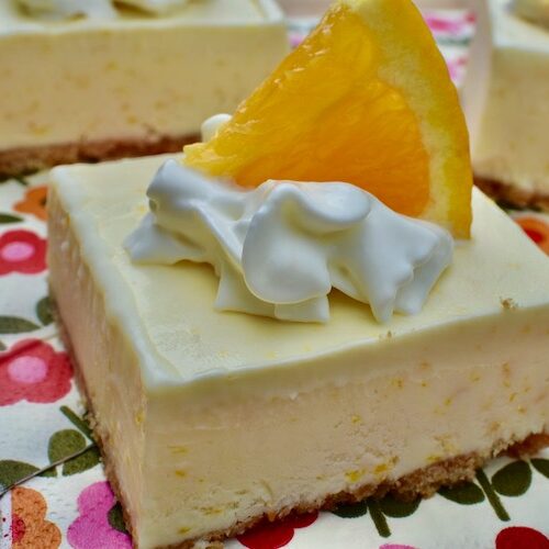 NoBake Orange Creamsicle Bars •