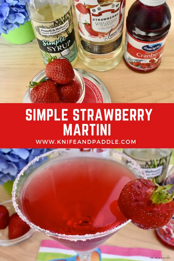 Simple syrup, strawberry vodka, cranberry juice, strawberries