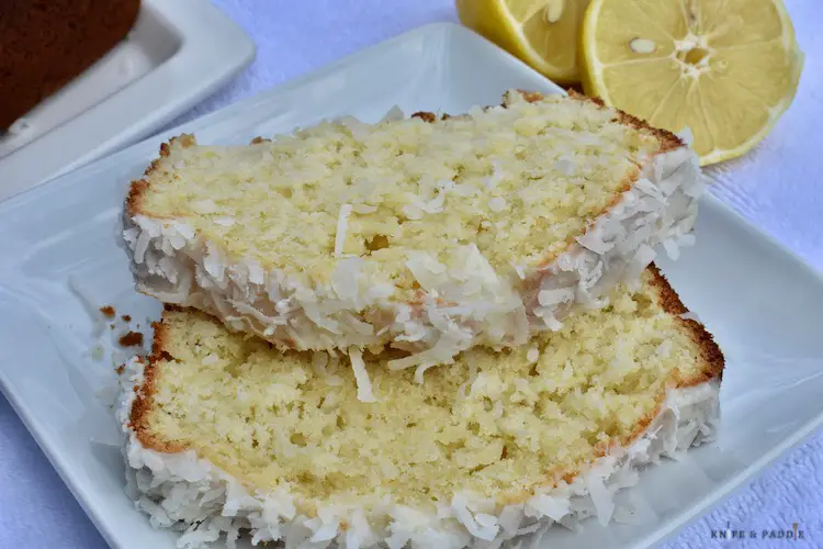Simple Glazed Coconut-Lemon Bread slices on a plate