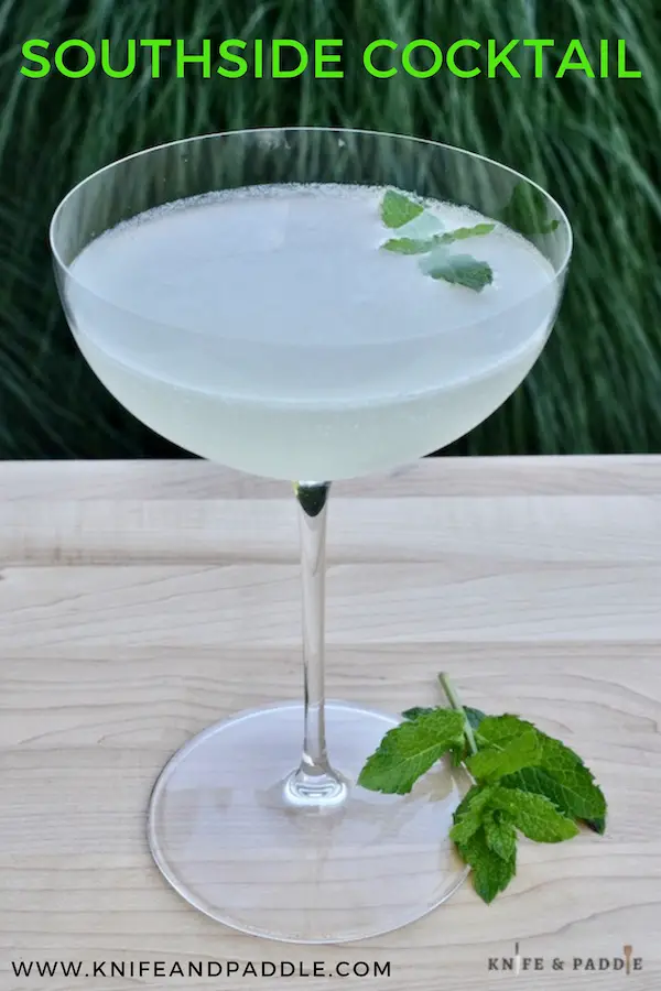 Southside Cocktail in a coupe glass with a mint sprig